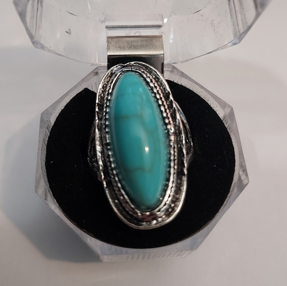 Handcrafted turquoise ring size 7 - Picture 1 of 4